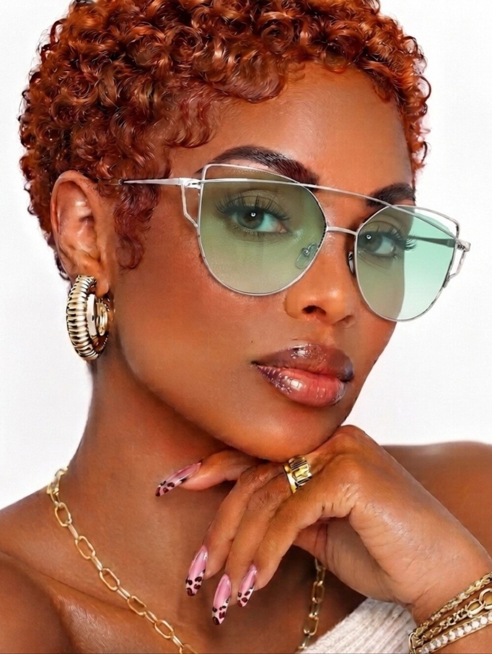 Mint Green Oversized Cat-Eye Sunglasses